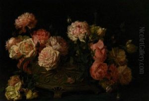Still Life With Roses by Licinio Barzanti