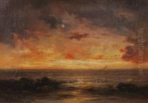Villers Sur Mer - Solnedgang by Gabriel Hippolyte Le Bas