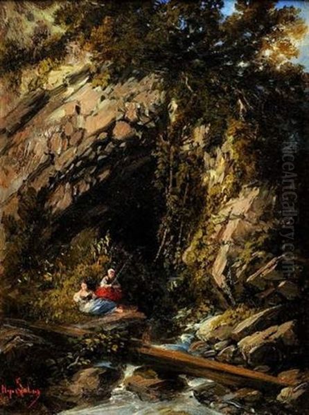 Pecheuses Devant La Grotte - view 1