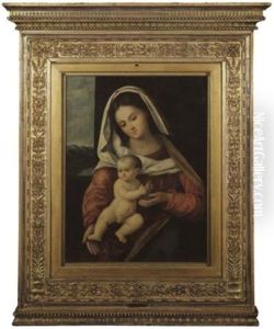 Madonna Das Auf Ihrem Schoss Sitzende Kind Haltend
