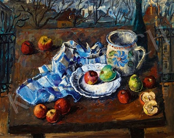 Still-life With Autumn Landscape In The Background - view 1