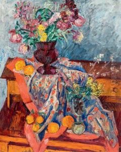 Bouquet De Fleurs Pose Sur Une Table by Andor Basch