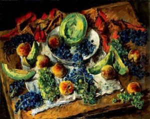Gyumolcscsendelet Szolovel Es Oszibarackkal (still Life Of Fruit With Grapes) by Andor Basch