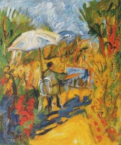 Provence-i Taj Festovel (provencal Landscape With A Painter) by Andor Basch