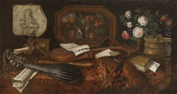 Nature Morte Aux Fleurs Et Aux Instruments De Musique - view 1
