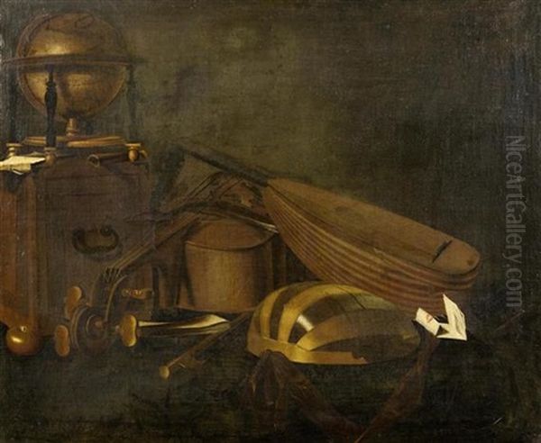 Stilleben Mit Globus Und Musikinstrumenten - view 1