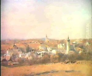 Blick Auf Grinzing Im Vorfruhling by Emanuel Baschny