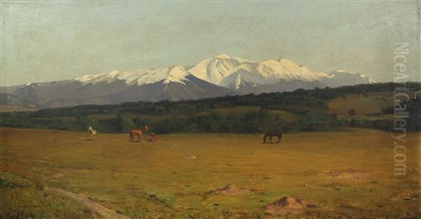 Mountain Landscape With Horses - view 1