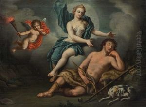 Die Gottin Artemis/diana Und Der Schlafende Endymion Mit Hund
