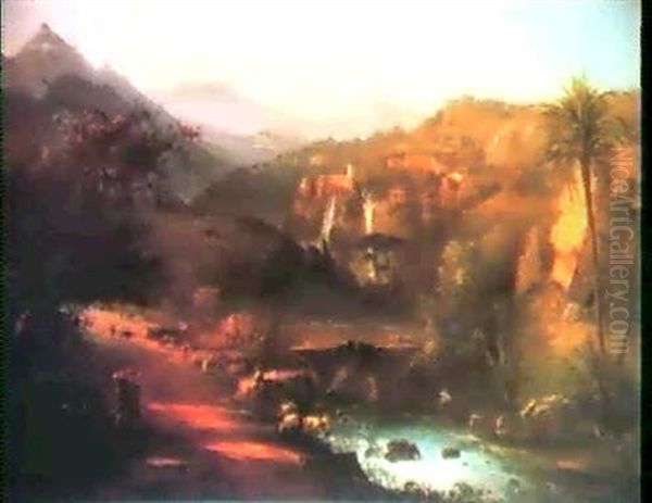 An Italianate Capriccio Land- Scape With The Falls At Tivoli - view 1
