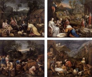 Allegorie Des Quatre Saisons: Le Printemps Ou La Tonte Des Moutons (+ 3 Others; Set Of 4)
