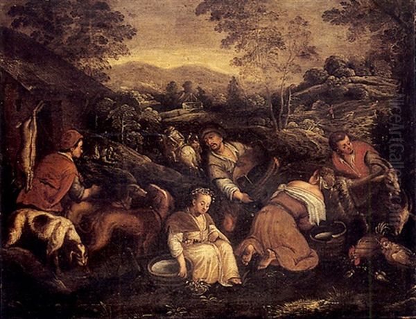 Bergers Et Chasseurs Dans La Campagne Italienne - view 1