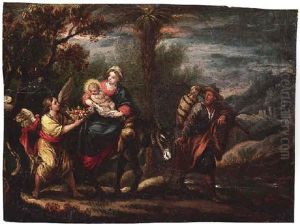 Die Heilige Familie Auf Der Flucht Nach Agypten by Francesco Bassano the Younger