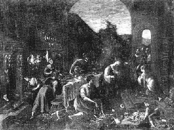 Christ In The House Of Mary And Martha by Francesco Bassano the Younger