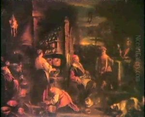 Les Pelerins D'emmaus Le Christ Dans La Maison  De Marthe Et Marie by Francesco Bassano the Younger