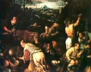 Farmer At Work In A Landscape by Francesco Bassano the Younger
