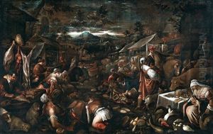 A Market Scene by Francesco, II Bassano
