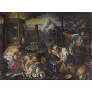 Venus Und Amor In Der Schmiede Des Vulkan