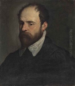 Portrait Of A Bearded Gentleman, Half-length, In A Black Doublet With A White Collar