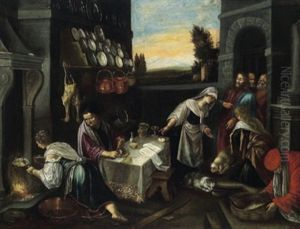 Christus Im Hause Von Maria Und Martha by Gerolamo da Ponte Bassano