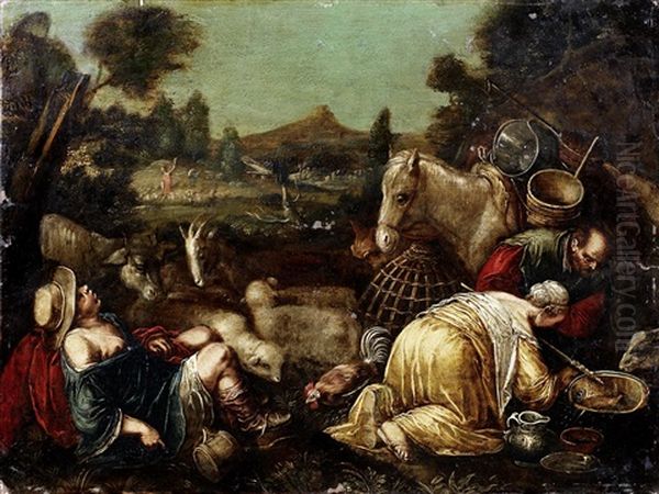 Drovers Tending Their Livestock - view 1