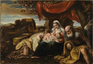 The Mystical Marriage Of Saint Catherine by Jacopo Bassano (Jacopo da Ponte)