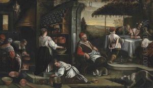 The Supper At Emmaus by Jacopo Bassano (Jacopo da Ponte)