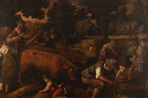Harvest Scene by Jacopo Bassano (Jacopo da Ponte)