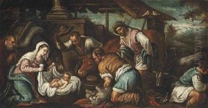 The Adoration Of The Shepherds by Jacopo Bassano (Jacopo da Ponte)