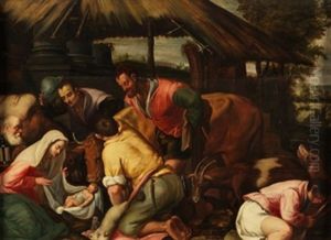 Adoracion De Los Pastores by Jacopo Bassano (Jacopo da Ponte)