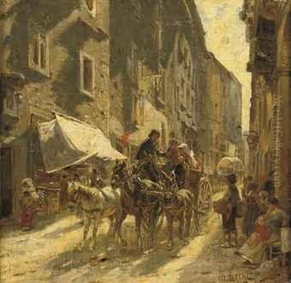 A Carriage In A Street In Rome by Franz Theodor Aerni