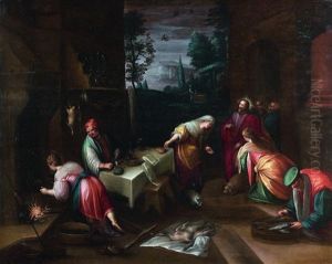 Jesus Chez Marthe Et Marie by Jacopo Bassano (Jacopo da Ponte)