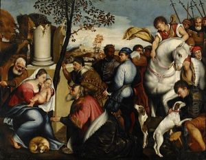 Konungarnas Tillbedjan by Jacopo Bassano (Jacopo da Ponte)