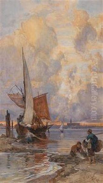 Fischer Und Segelbootim Abendrot - view 1