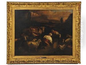 Feeding The Sheep by Jacopo Bassano (Jacopo da Ponte)