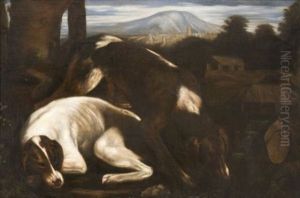 Deux Chiens Dans Un Paysage Deux Chiens Dans Un Paysage