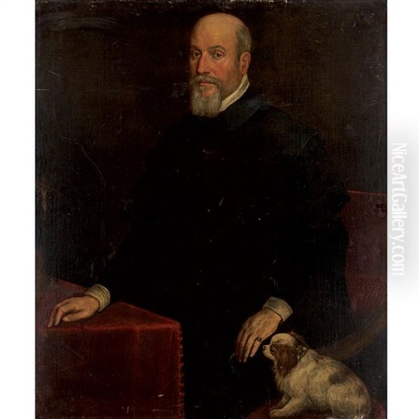Portrait Of A Gentleman With A Spaniel - view 1
