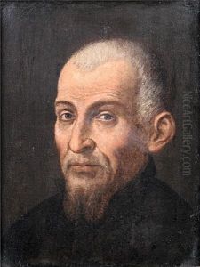 Portrait Of A Bearded Gentleman In A Black Tunic by Jacopo Bassano (Jacopo da Ponte)