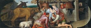 Die Anbetung Der Hirten - L'adorazione Dei Pastori by Jacopo Bassano (Jacopo da Ponte)