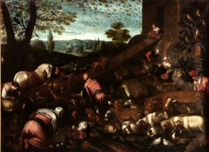 Les Animaux Entrant Dans L'arche De Noe by Jacopo Bassano (Jacopo da Ponte)