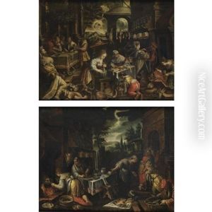 Lazzaro E Il Ricco Epulone (+ Cristo In Casa Di Marta E Maria; Pair) by Jacopo Bassano (Jacopo da Ponte)