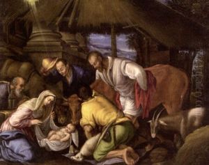 L'adoration Des Bergers by Jacopo Bassano (Jacopo da Ponte)