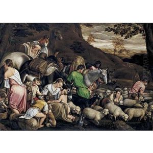 Jacob's Journey (collab. W/francesco Bassano) by Jacopo Bassano (Jacopo da Ponte)