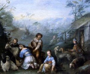 La Traite Des Chevres by Jacopo Bassano (Jacopo da Ponte)