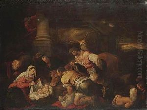 The Adoration Of The Shepherds by Jacopo Bassano (Jacopo da Ponte)