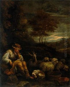 Pastorello Con La Gregge In Un Paesaggio Pastorello Con La Gregge In Un Paesaggio