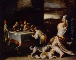 Dives And Lazarus by Jacopo Bassano (Jacopo da Ponte)