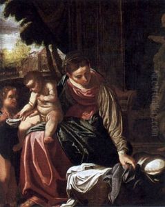 Maria Mit Dem Kind Und Einem Engel, Der Dem Jesusknaben Kirschen Reicht by Jacopo Bassano (Jacopo da Ponte)