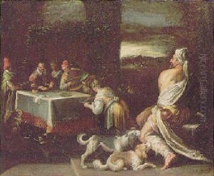 The Parable Of Dives And Lazarus by Jacopo Bassano (Jacopo da Ponte)