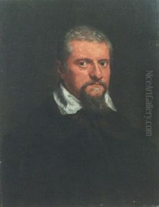 Portrai Of A Bearded Man, Head And Shoulders Wearing A Black Coat